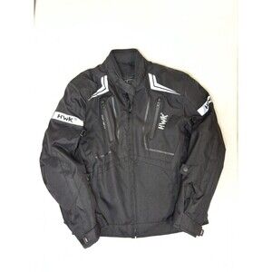 HWK Motorsports Motorcycle Jacket Mens Large Black Armored Riding Gear Padded